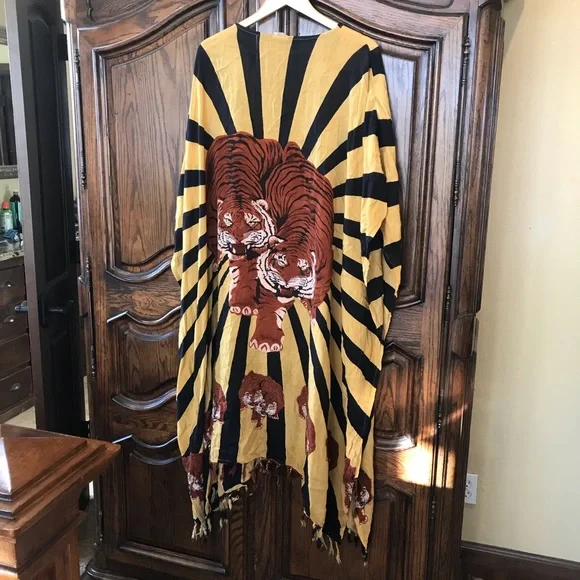 Vintage Magic Kaftan MuMu One Size Beaded with Tassels - Picture 5 of 6